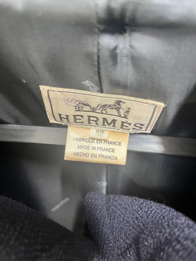 HERMES エルメス ヴィンテージ ダッフルコート ネイビー 52