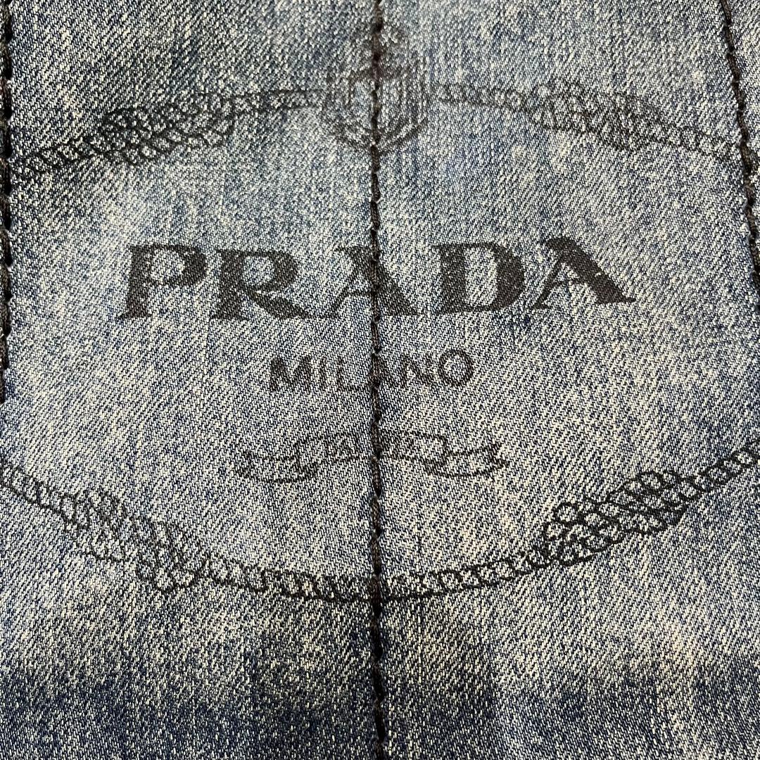 PRADA カナパ　S トートバッグ デニム　ブルー 三角ロゴ　肩掛け
