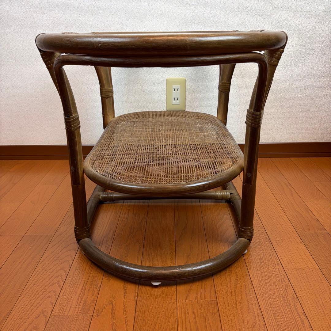 送料無料 ラタン製ガラス天板サイドテーブル アンティーク ヴィンテージ 天然木