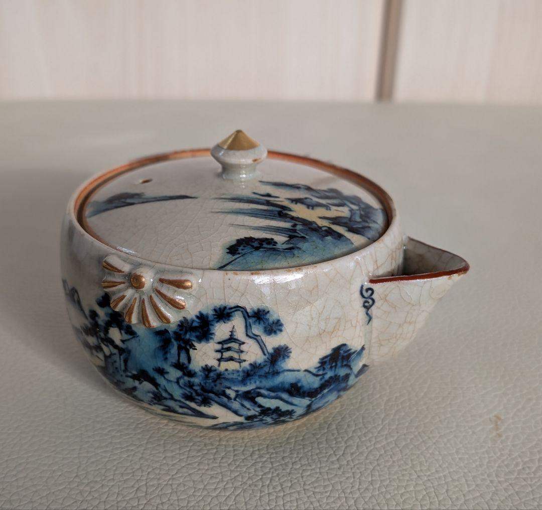 煎茶道具　九谷焼「光仙造」山水文　煎茶碗・宝瓶・湯冷まし　共箱