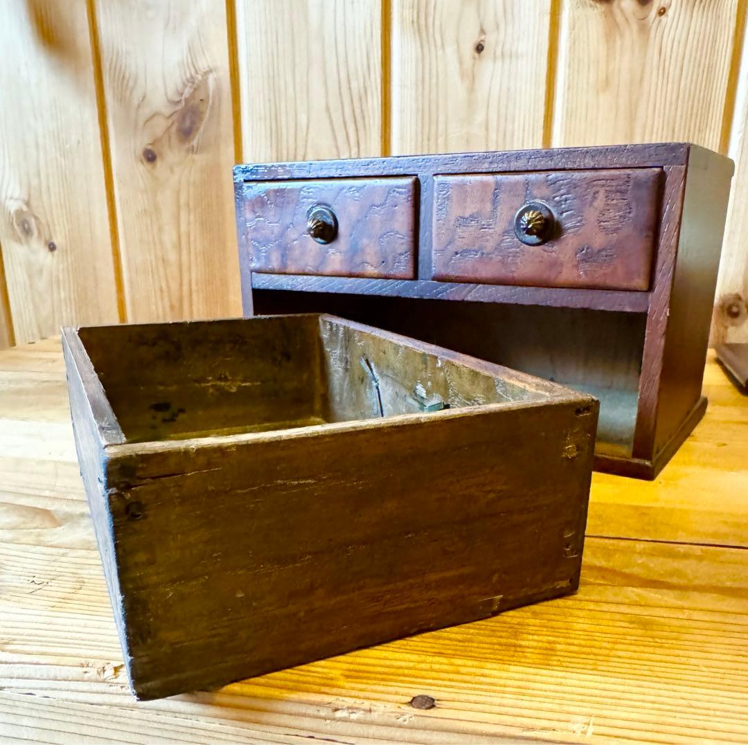 骨董　小家具　時代小抽斗　時代物　インテリア収納　アンティークボックス　組み木