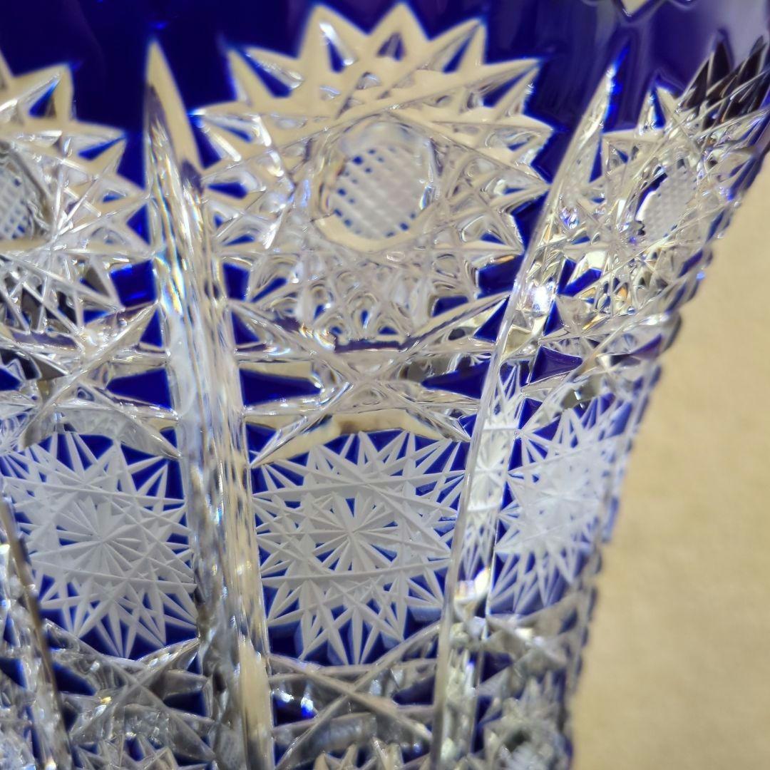 コバルトブルー ハンガリークリスタル 大型花瓶 花器