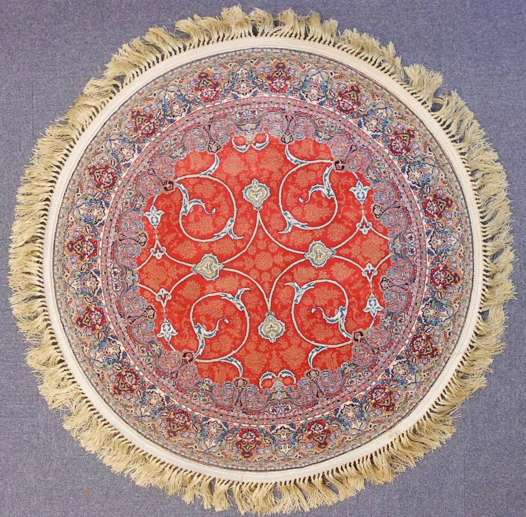 144万ノット！ 本場イラン産、高密度織 絨毯！円形 200cm‐201541