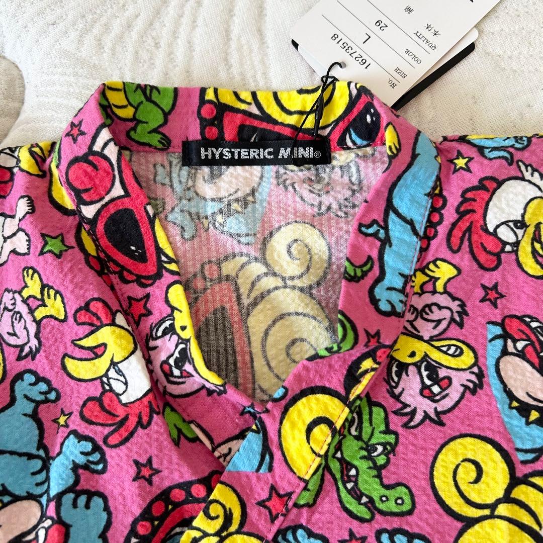 【 未使用 】 ヒスミニ 甚平 Lサイズ 120 130 cm タグ付き ピンク