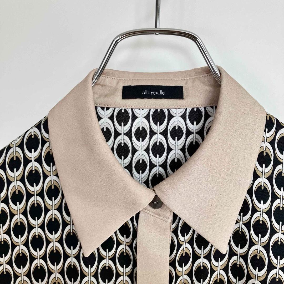 アルアバイル モダンチェーンプリント配色シャツ ブラック