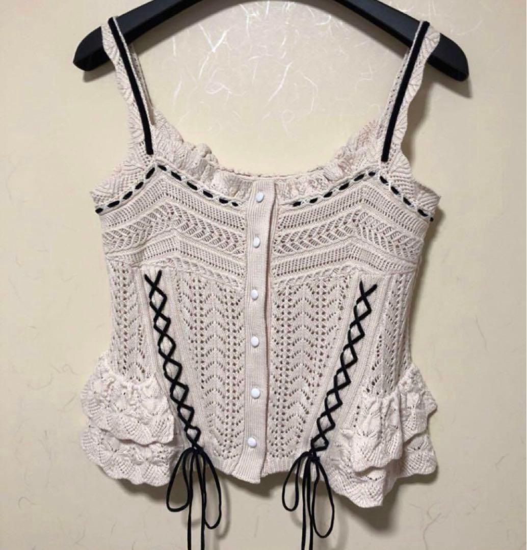 【10/1AM限定価格】タナカダイスケlace up knit camisole