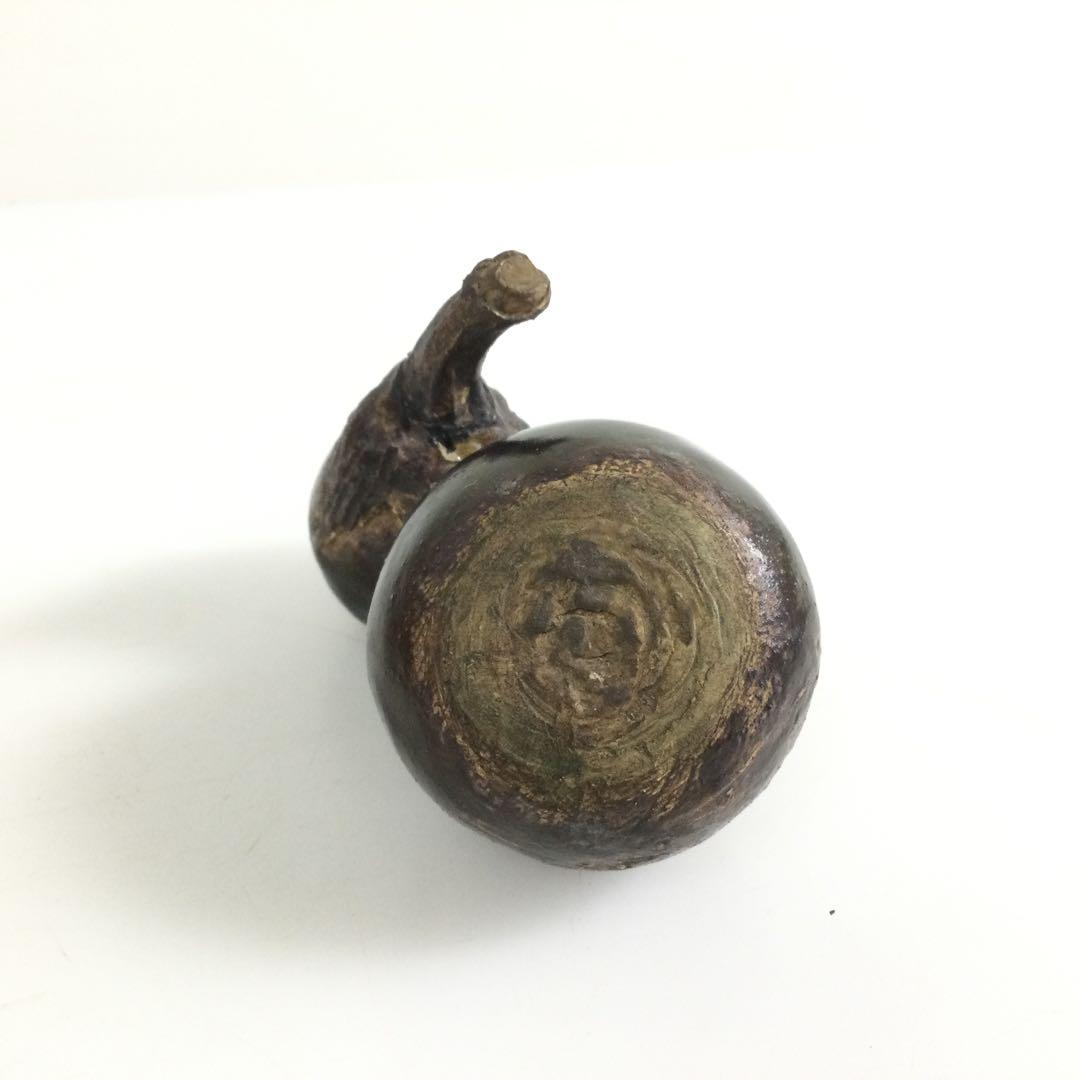 初代佐々木二六作 茄子置物 二六焼 箱付 Maヤ 検)水月焼 楽山焼