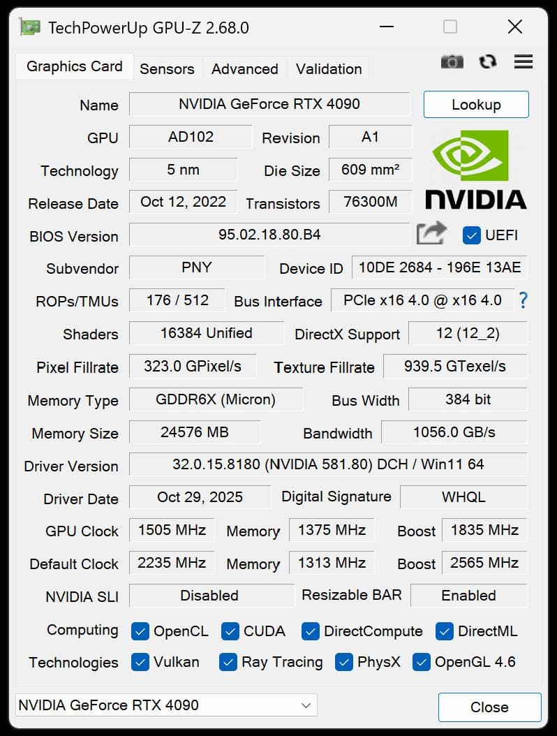 グラフィックボード・グラボ・ビデオカード PNY GeForce RTX4090 24GB XLR8 Gaming