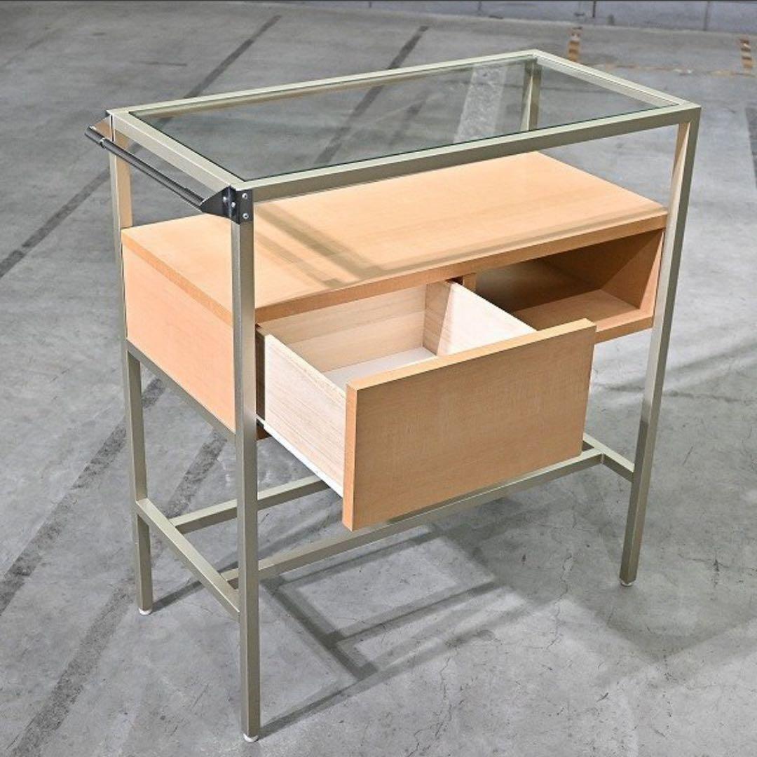 ★ 北欧スタイル ガラストップ シェルフ キャビネット コンソール 収納家具