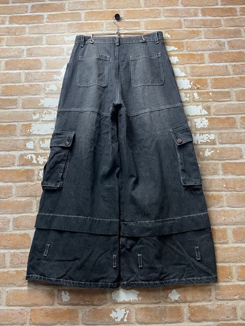 ブラックデニム　archive カーゴデニム　グランジ　y2k カーゴパンツ