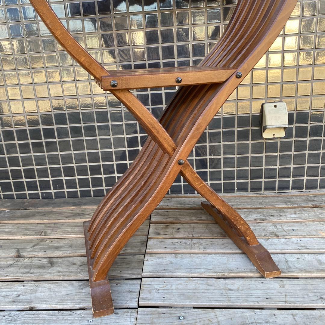 A.イタリア サボナローラチェア ヴィンテージ 折りたたみ 木彫り 家具