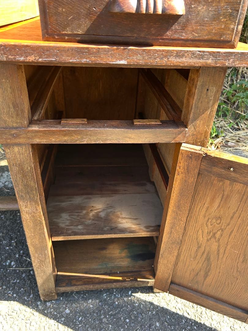 レトロ　アンティーク　木製引き出し付きテーブル