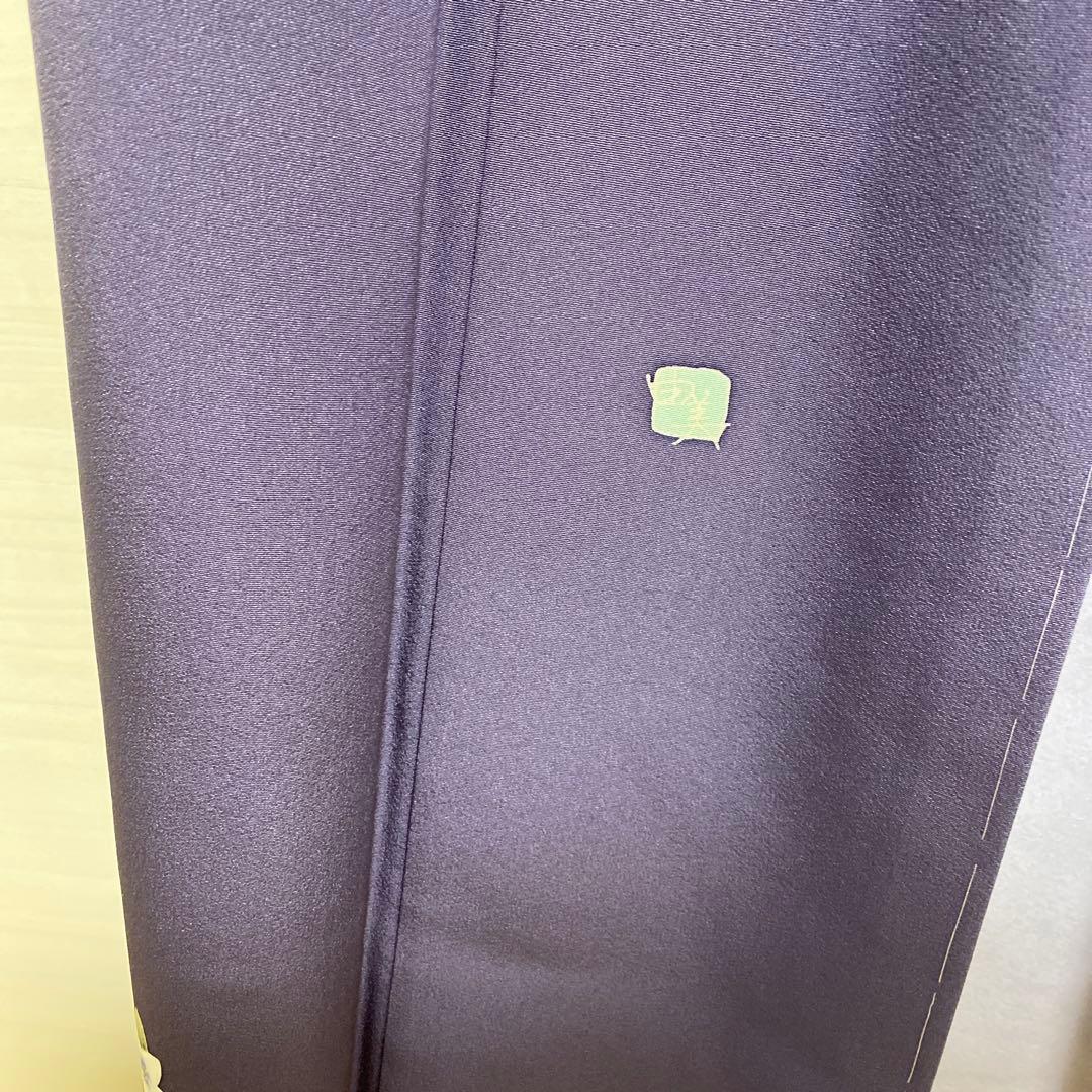 訪問着 花柄 加賀友禅　紫　落款　証紙　しつけ糸付き未使用美品　蝶々　袷　正絹