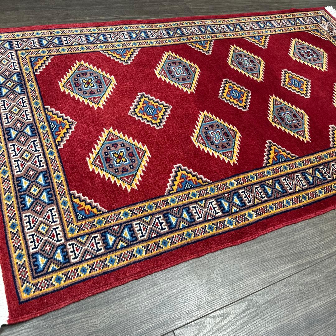 166x96幾何学模様のウールラグ 手織り絨毯パキスタン絨毯