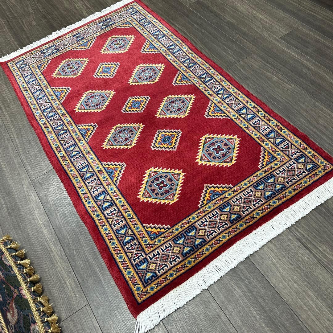 166x96幾何学模様のウールラグ 手織り絨毯パキスタン絨毯