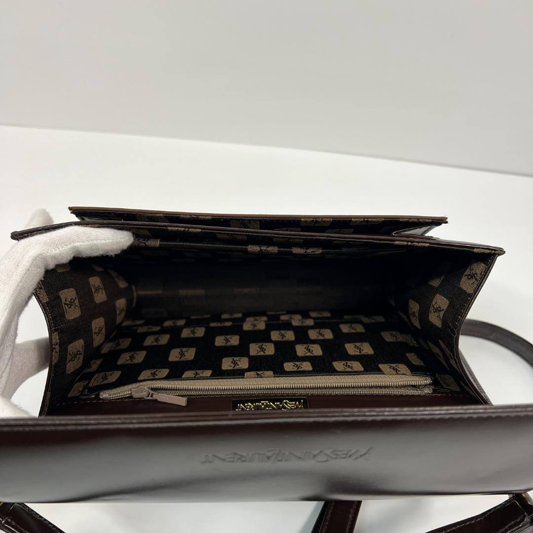 イブサンローラン ショルダーバッグ レザー ブラウン MBZ219