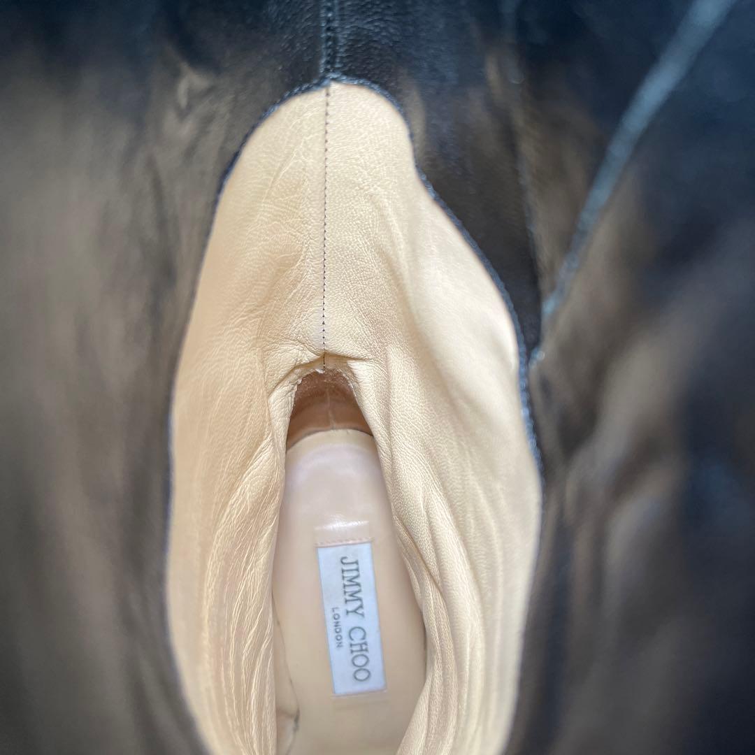 美品 ジミーチュウ エンジニアブーツ ピンヒール ブラック レザー バックル