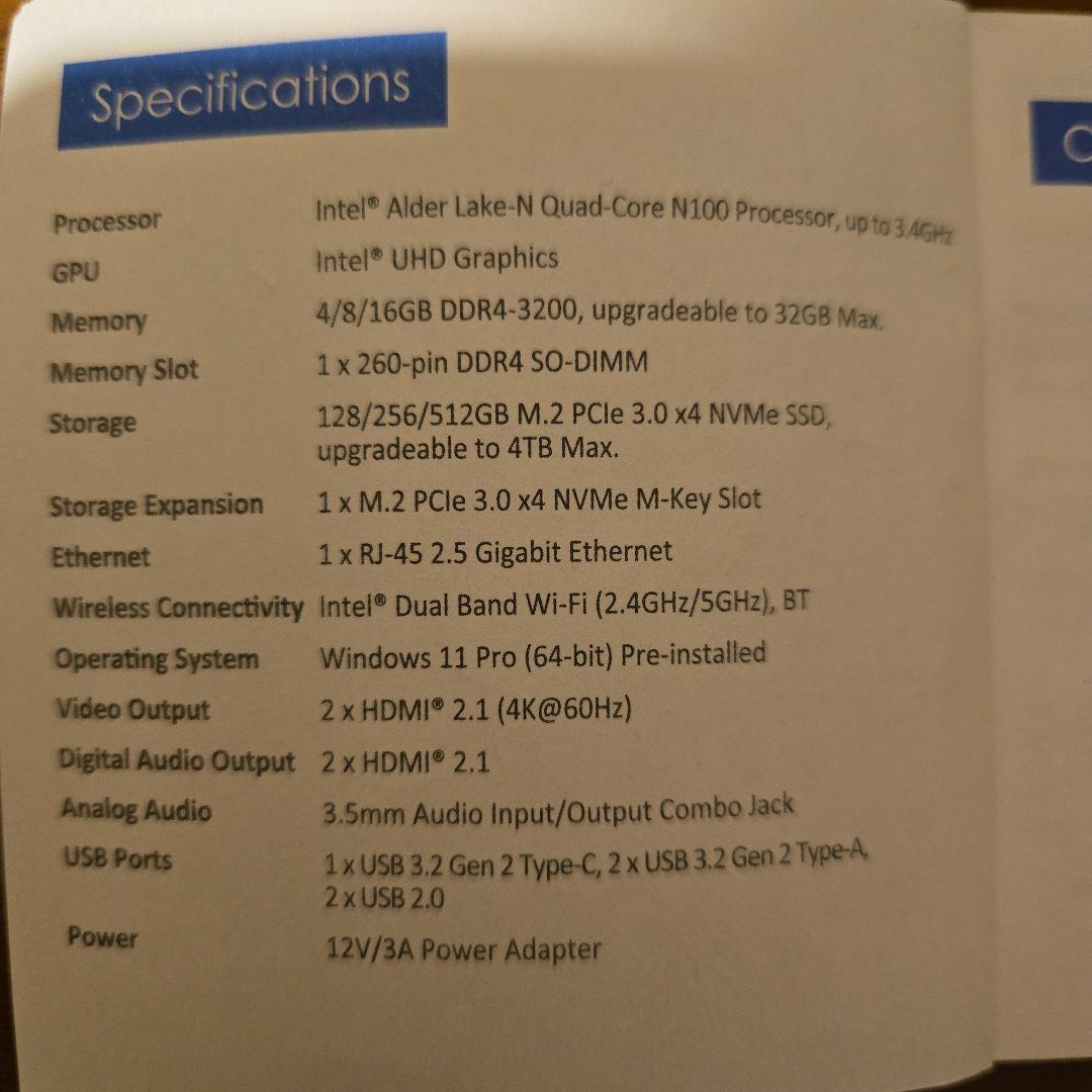 MINIX Z100-0db N100 ファンレスミニPC