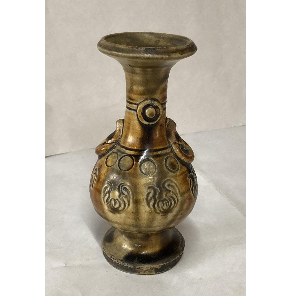 e2817 古瀬戸 尊式花入 高さ15.6 耳付花入 徳利 花入 花器 仏花器