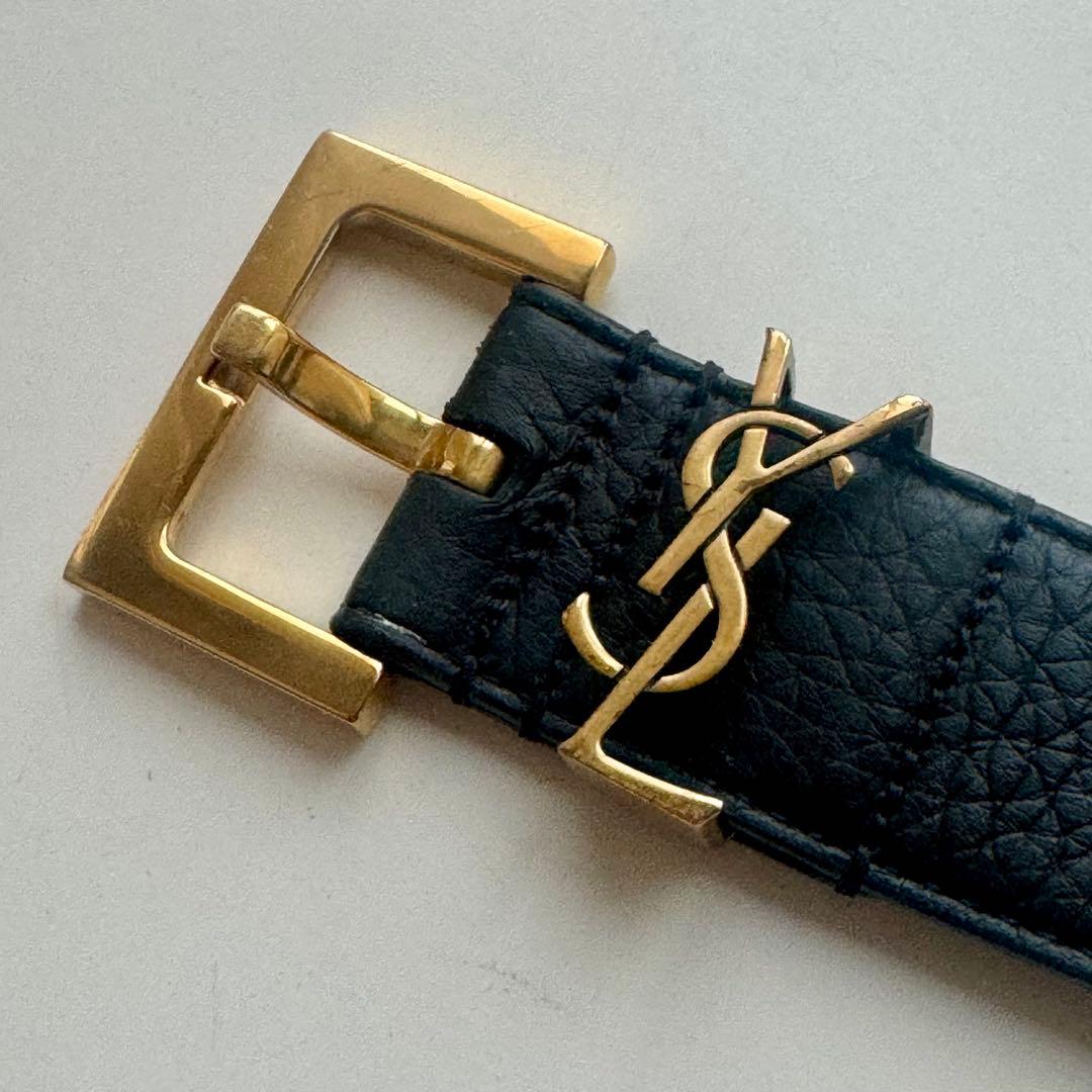 【SAINT LAURENT】サンローラン　カサンドラ　ロゴ　ベルト　ブラック