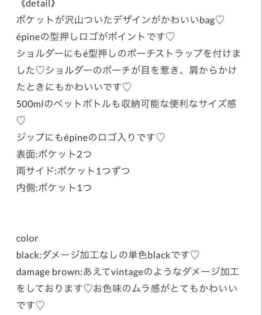 épine pouch Pocket bag black エピヌ バッグ