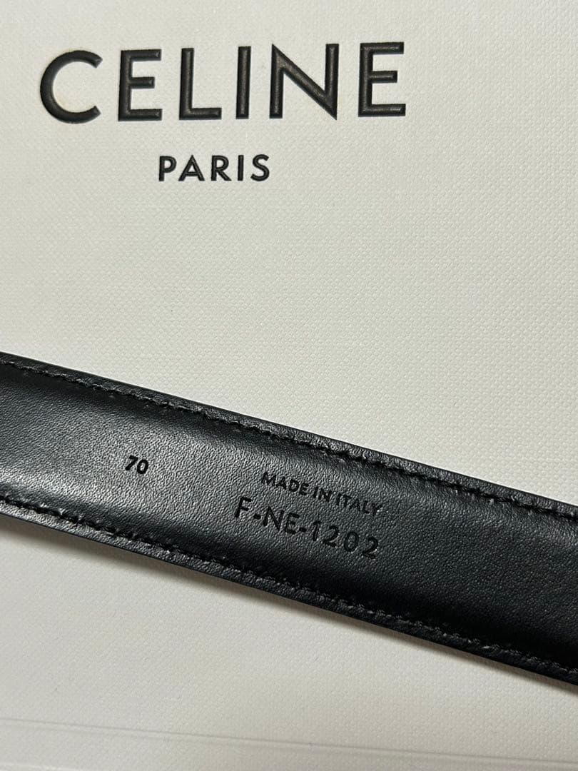 セリーヌ トリオンフ ベルト 70 レザー ブラック 本革 ゴールド金具