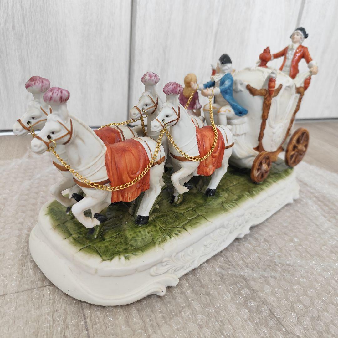 加藤工芸 瀬戸マイセン ４頭立て馬車 レース衣装貴婦人 紳士 馬車ハンドペイント