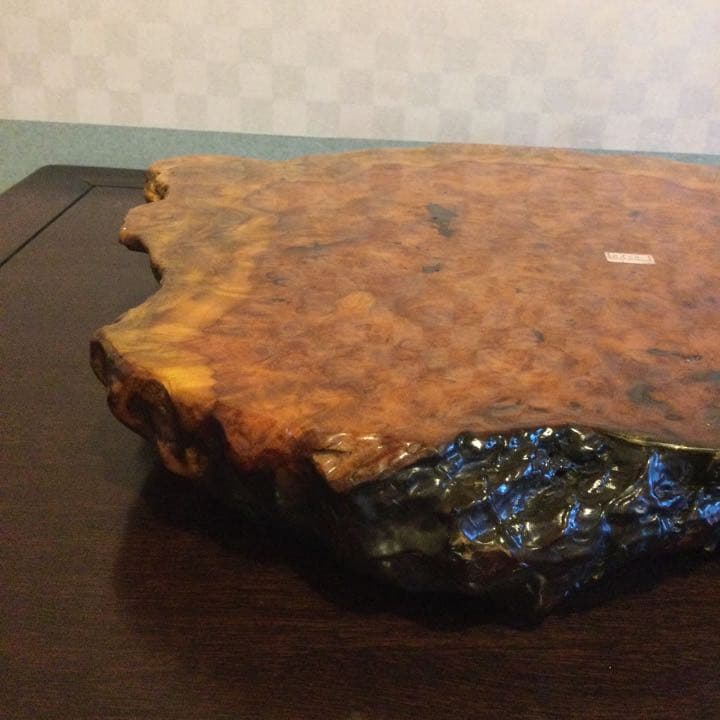 高級銘木、カリン木製、花梨木の瘤杢、盆栽台