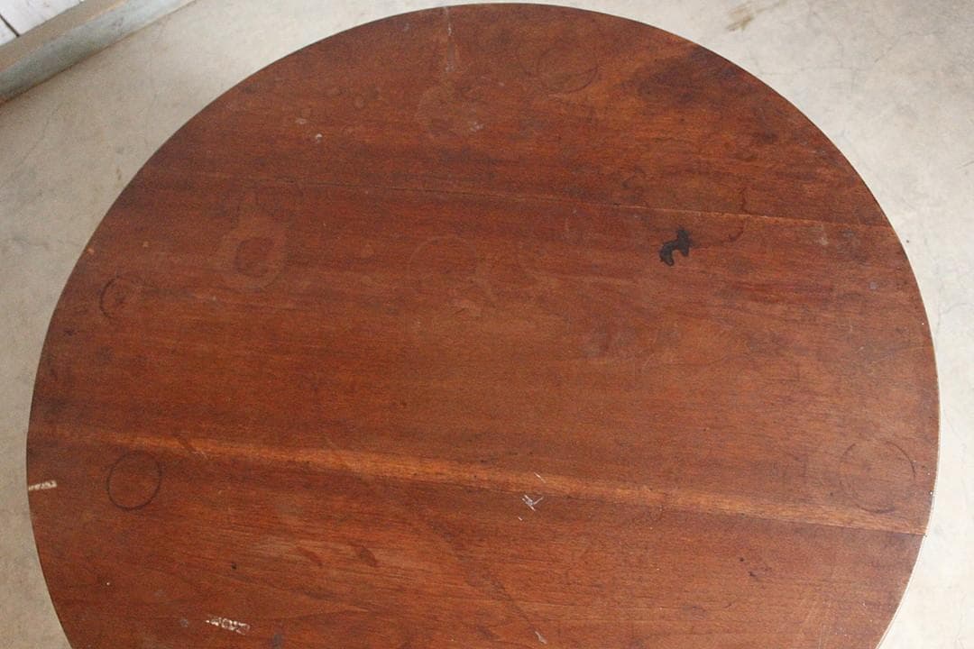 味のある古い木製丸テーブル　ちゃぶ台　天然木
