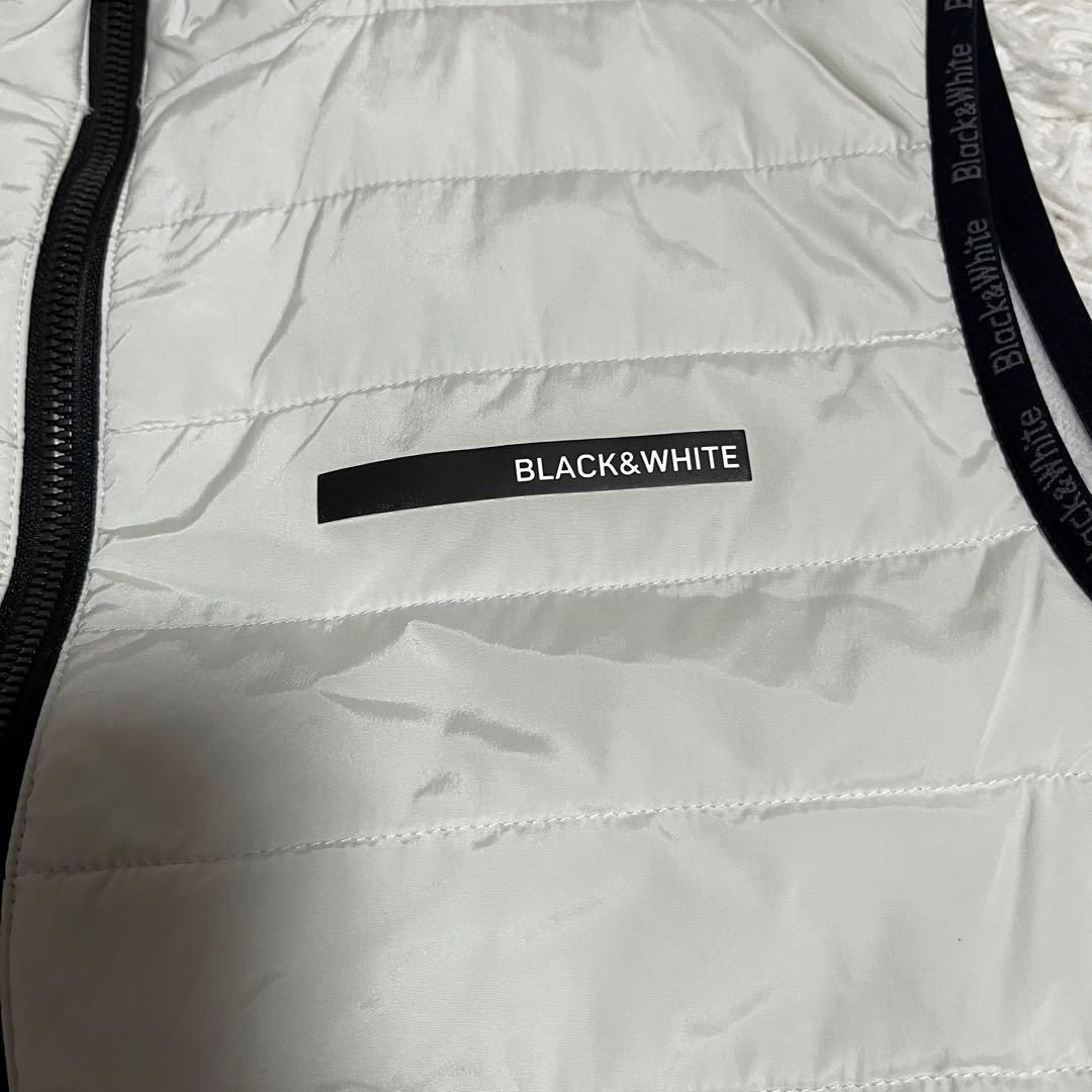 現行 ブラック＆ホワイト Black&white ゴルフ ダウンベスト ホワイト
