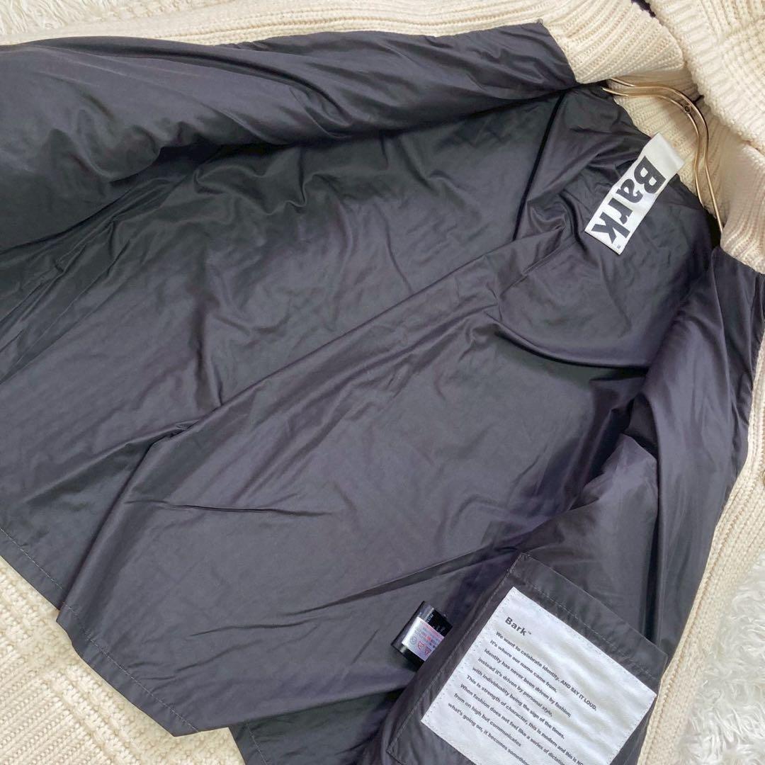 Bark ニットコート アイボリー S フード付き カジュアル ダッフル風