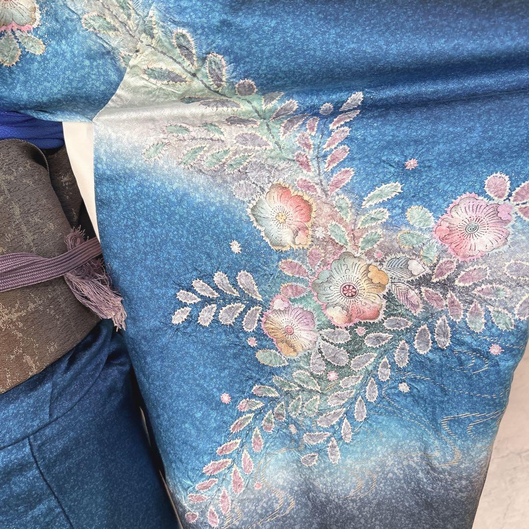 訪問着フルセット　辻ヶ花　着物　正絹　豪華　華やか　青　p2