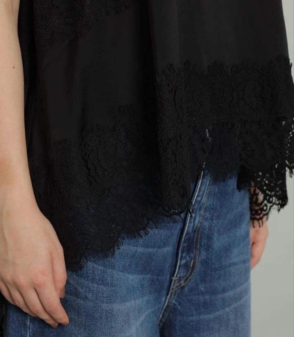 CADUNEカデュネ レースキャミブラウス　ブラック