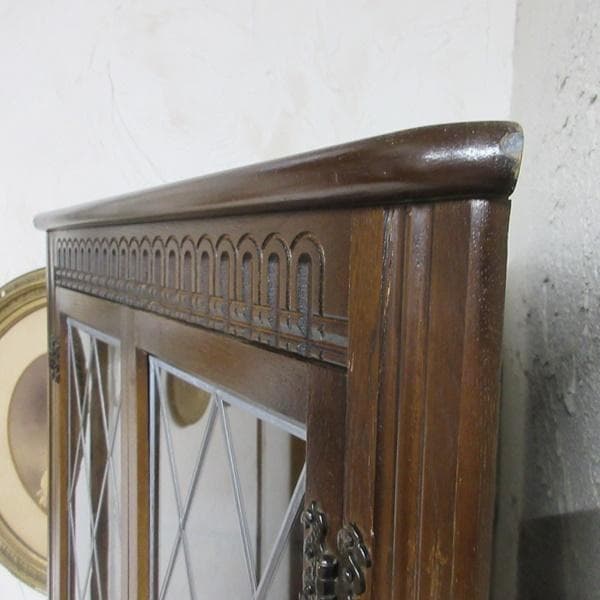 イギリス アンティーク 家具 コーナーキャビネット 飾り棚 英国 6160d