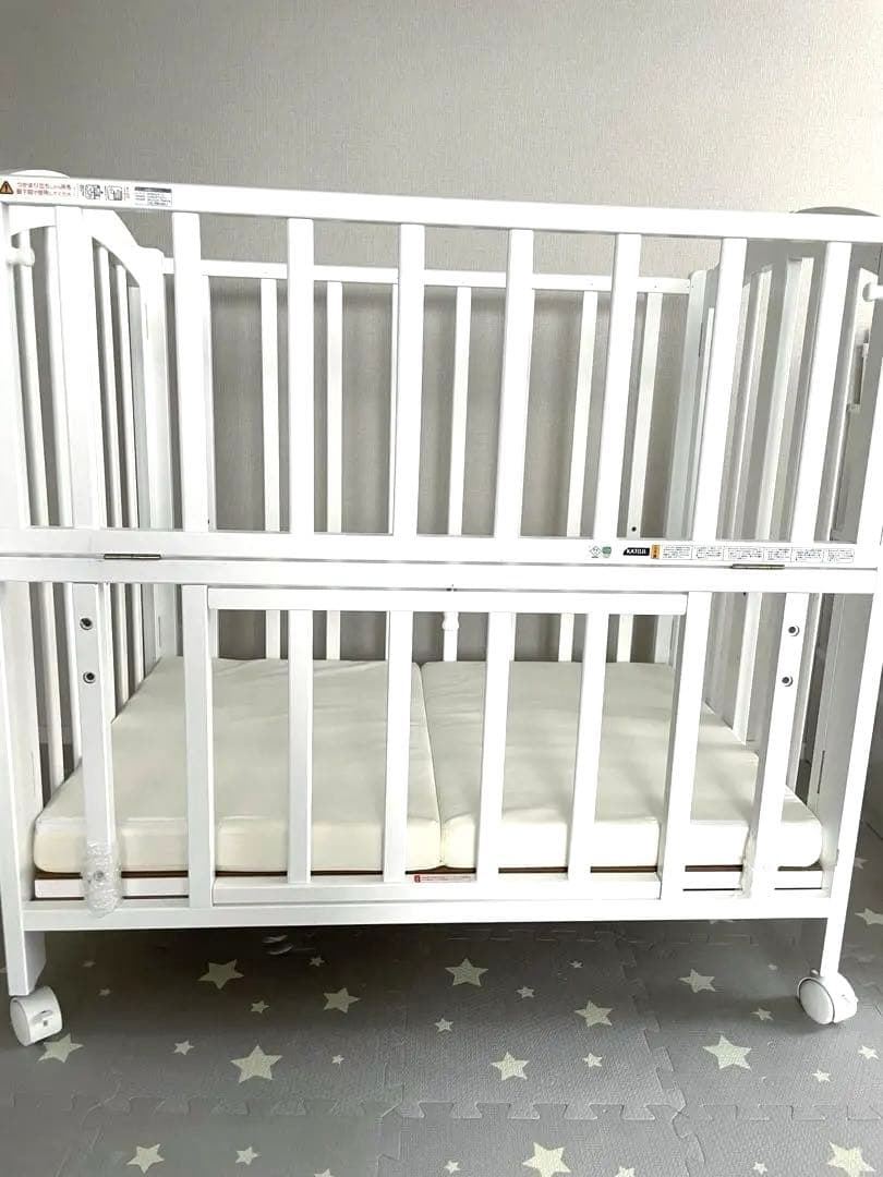 カトージ ハイタイプミニベビーベッド 白 折りたたみ 60×90cm 廃盤品