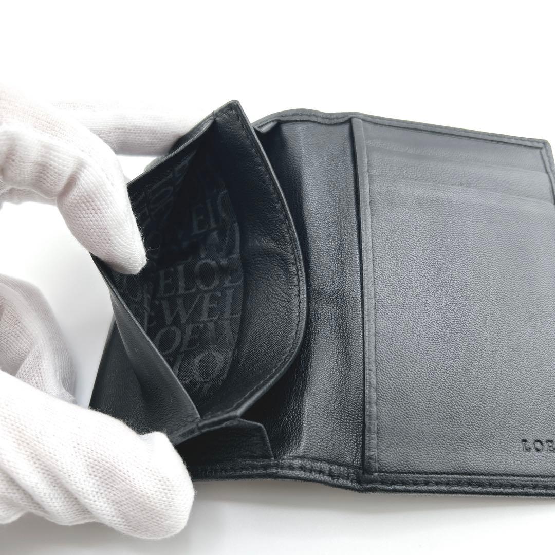 極美品✨　ロエベ　名刺入れ　カードケース　アナグラム　本革　レザー　ビジネス　黒