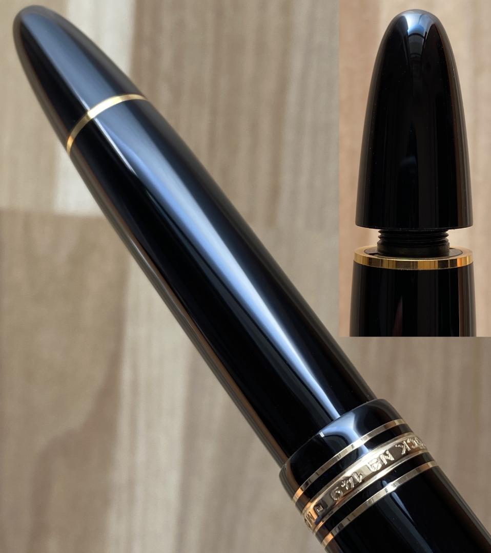 未使用に近い モンブラン 149 14C 細字 エボナイト製 吸入式 万年筆