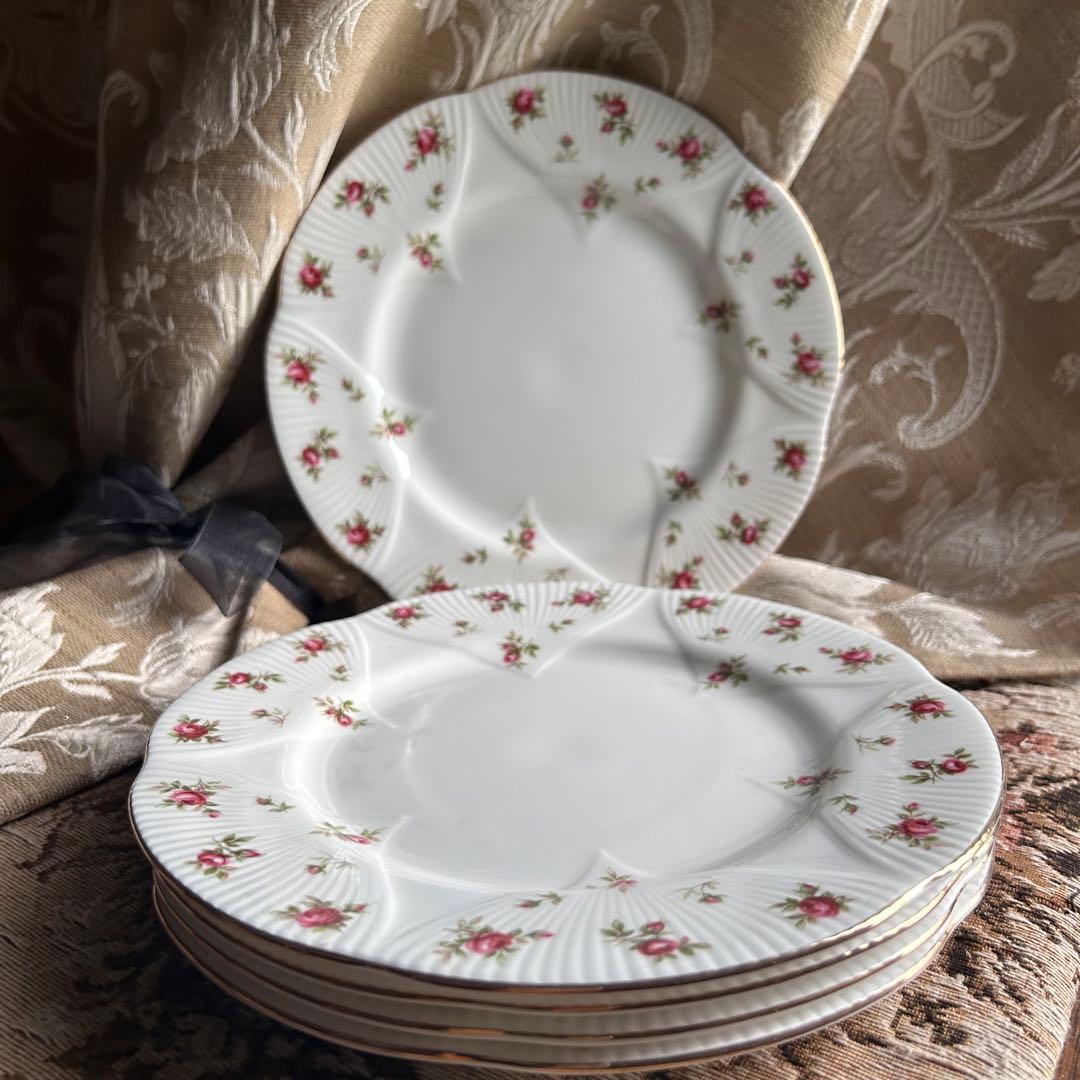 英国製  Rosalie可憐な花びらデザートプレート5枚