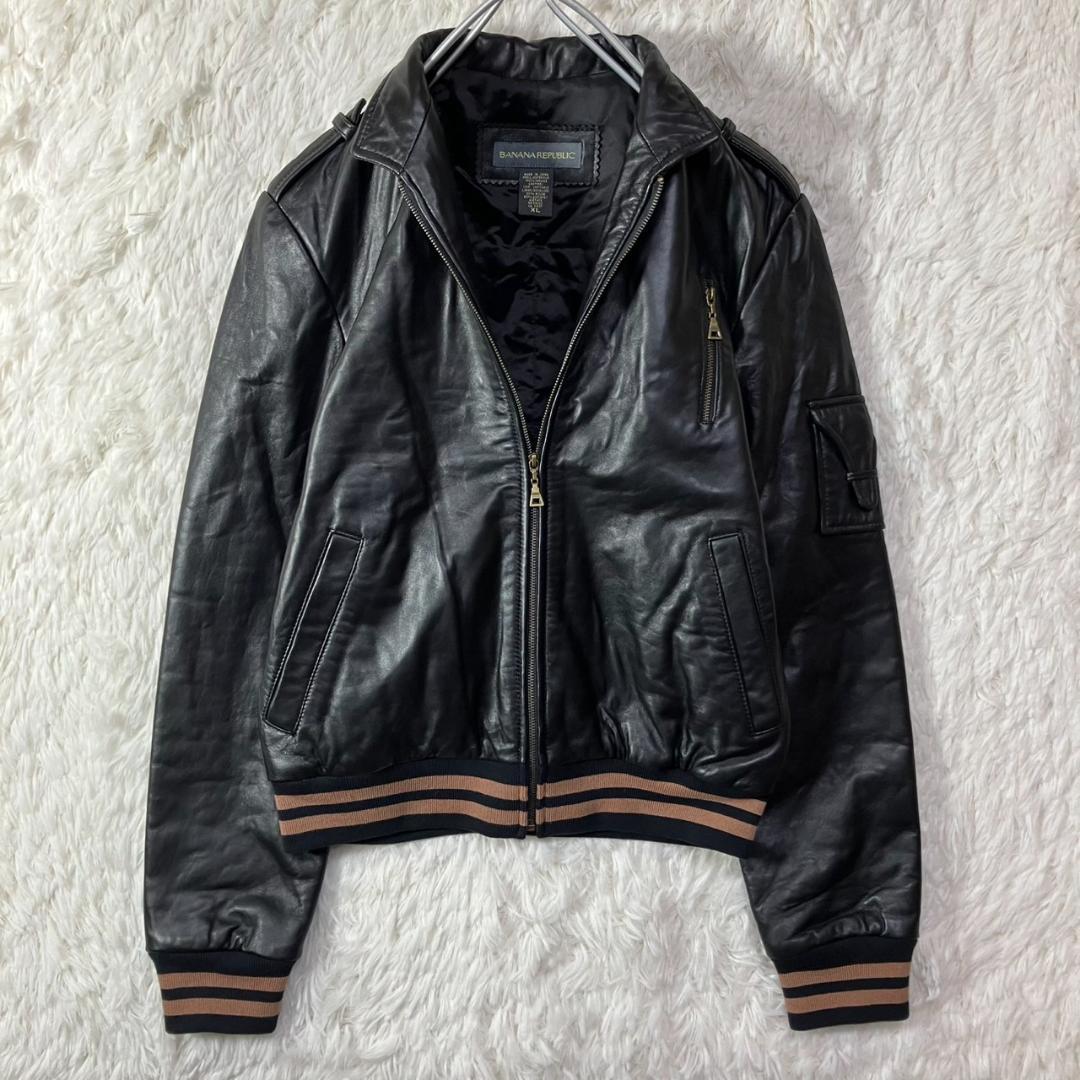 極美品 90s バナナリパブリック レザージャケット ブルゾン XL