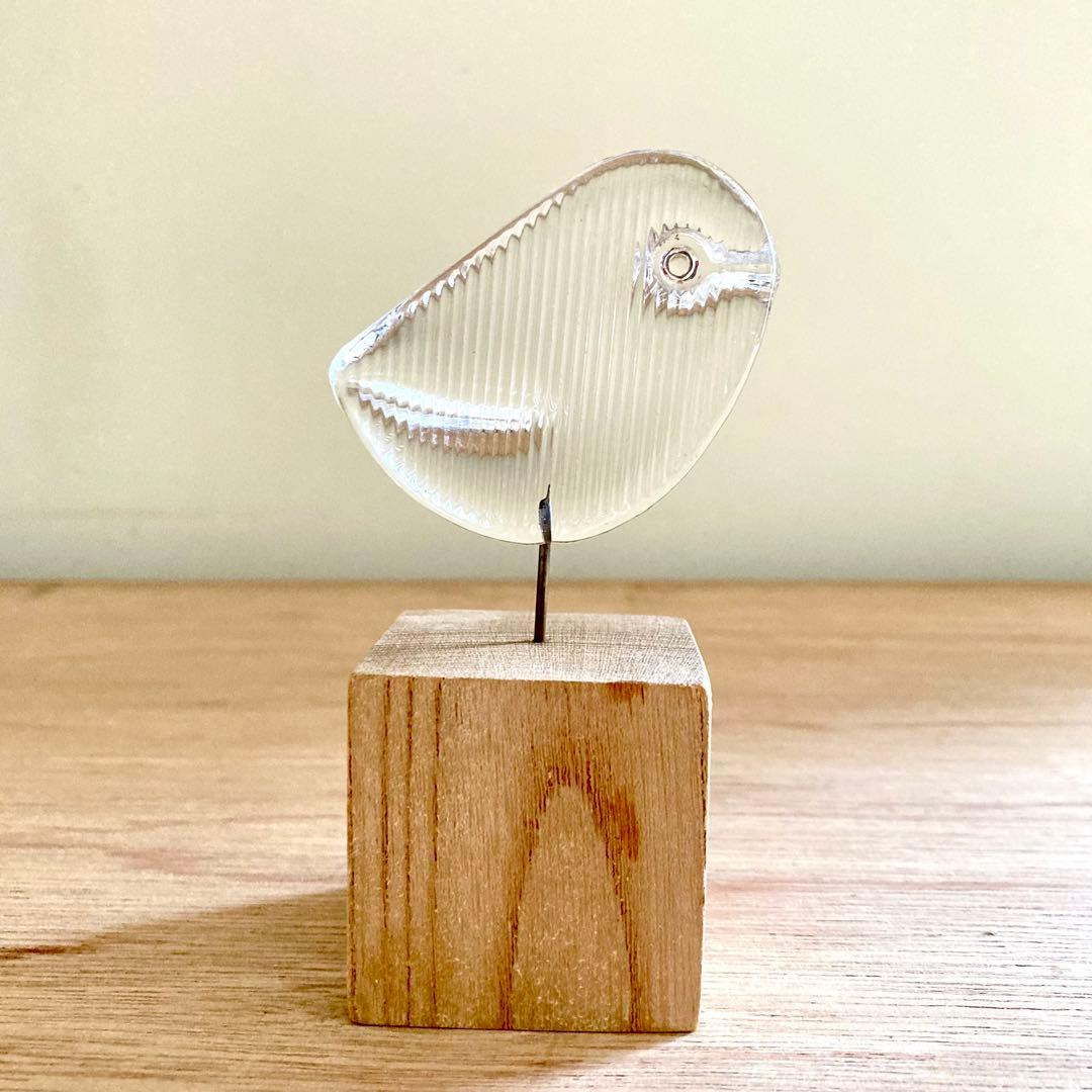 s*e様 【河上恭一郎】ガラス製 鳥のオブジェ 木製台座付き