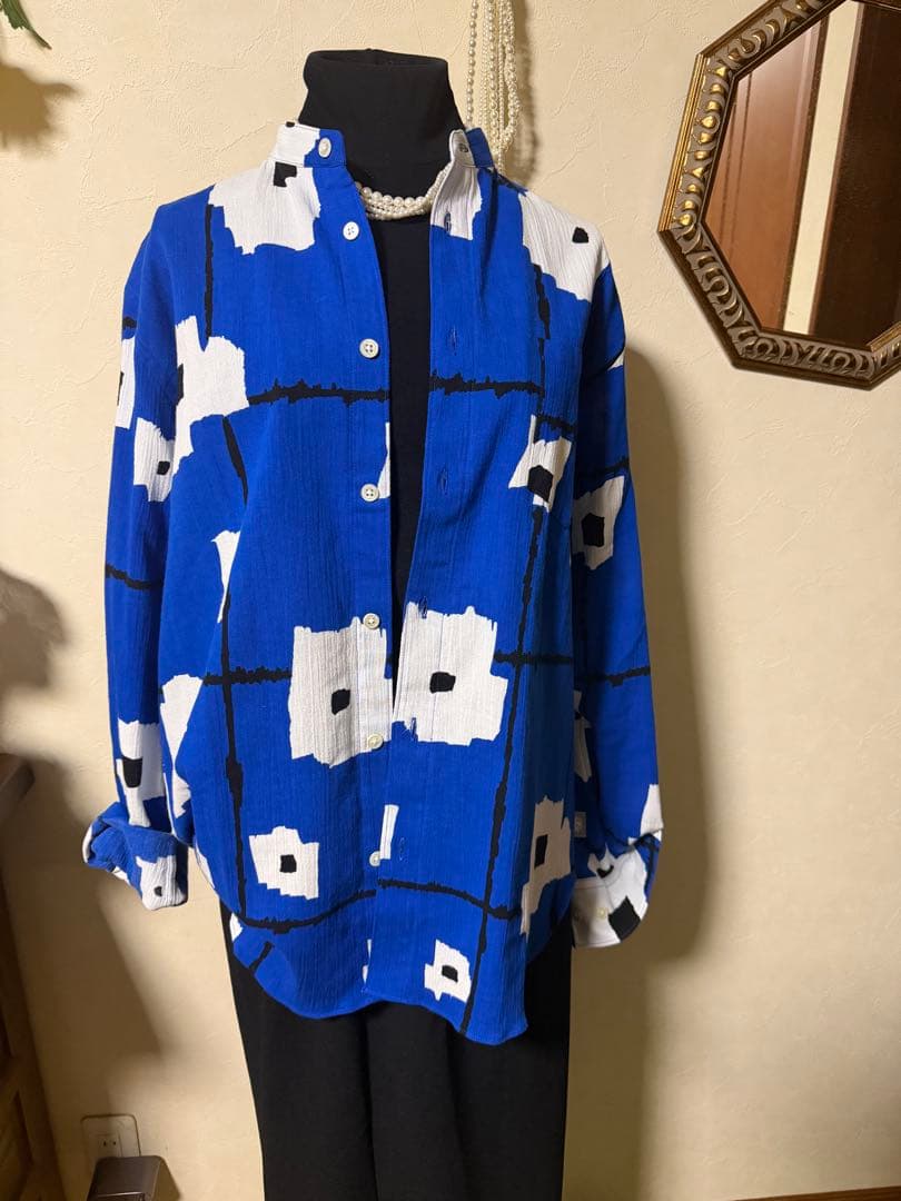 一回着　ソウソウ　Mサイズ　高島縮 20/20 スタンドカラーシャツ／天花