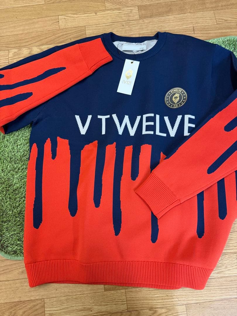 ¥28,600新品正規品【V12/XL】裏地付きクルーネックニット長袖カットソー