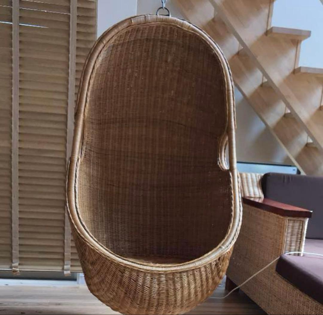 最終値下‼︎ ラタン製 ハンギングチェア ハンモック 吊下 モロッコ　籐　天然生活