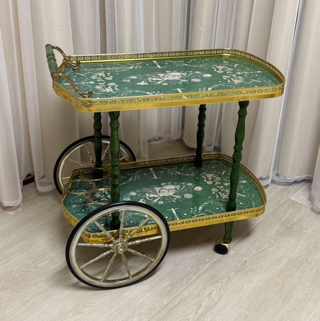 イタリア製 アンティーク キッチン ワゴン キャスター付