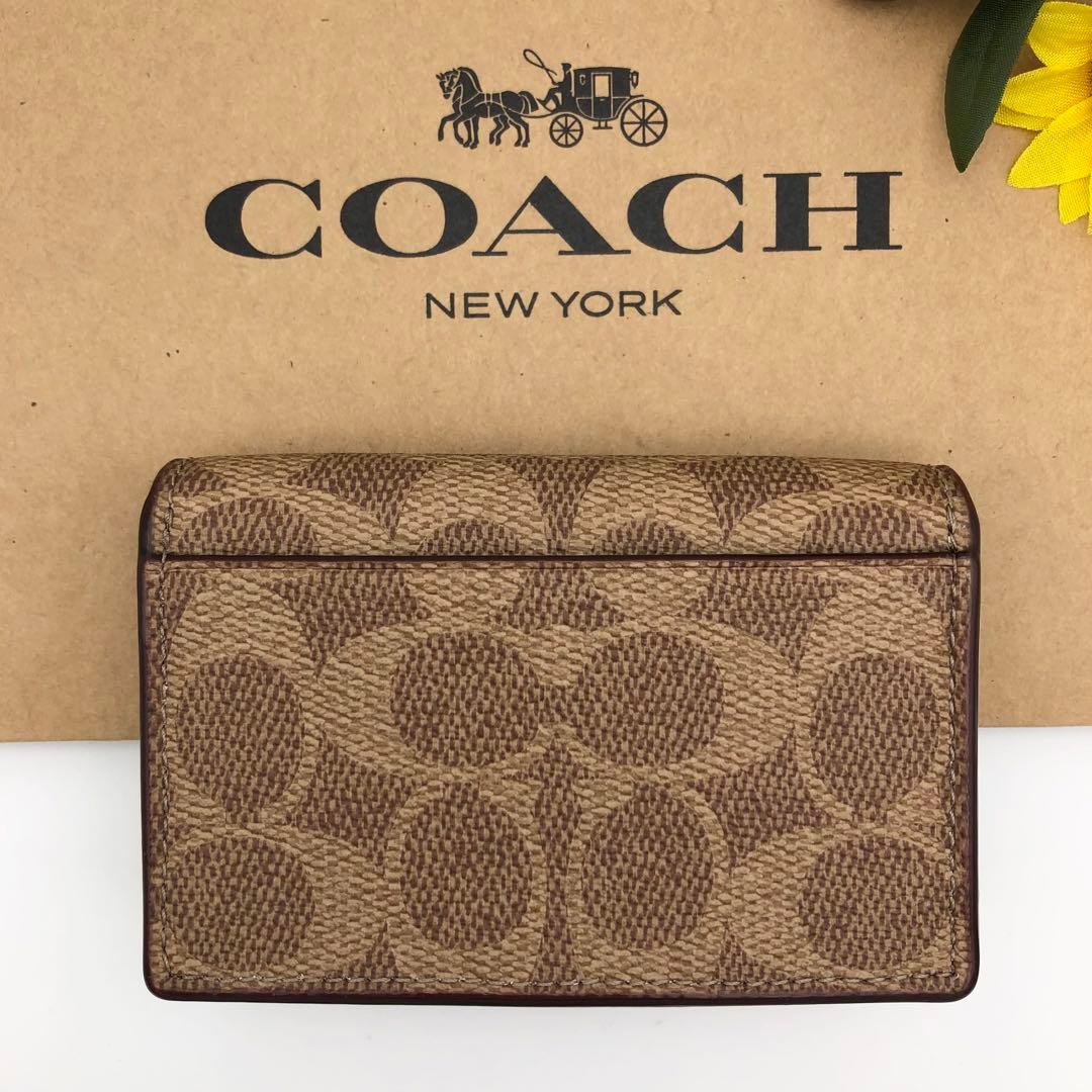 COACH ★大人気★ ビジネスカードケース シグネチャーキャンバス タン 新品