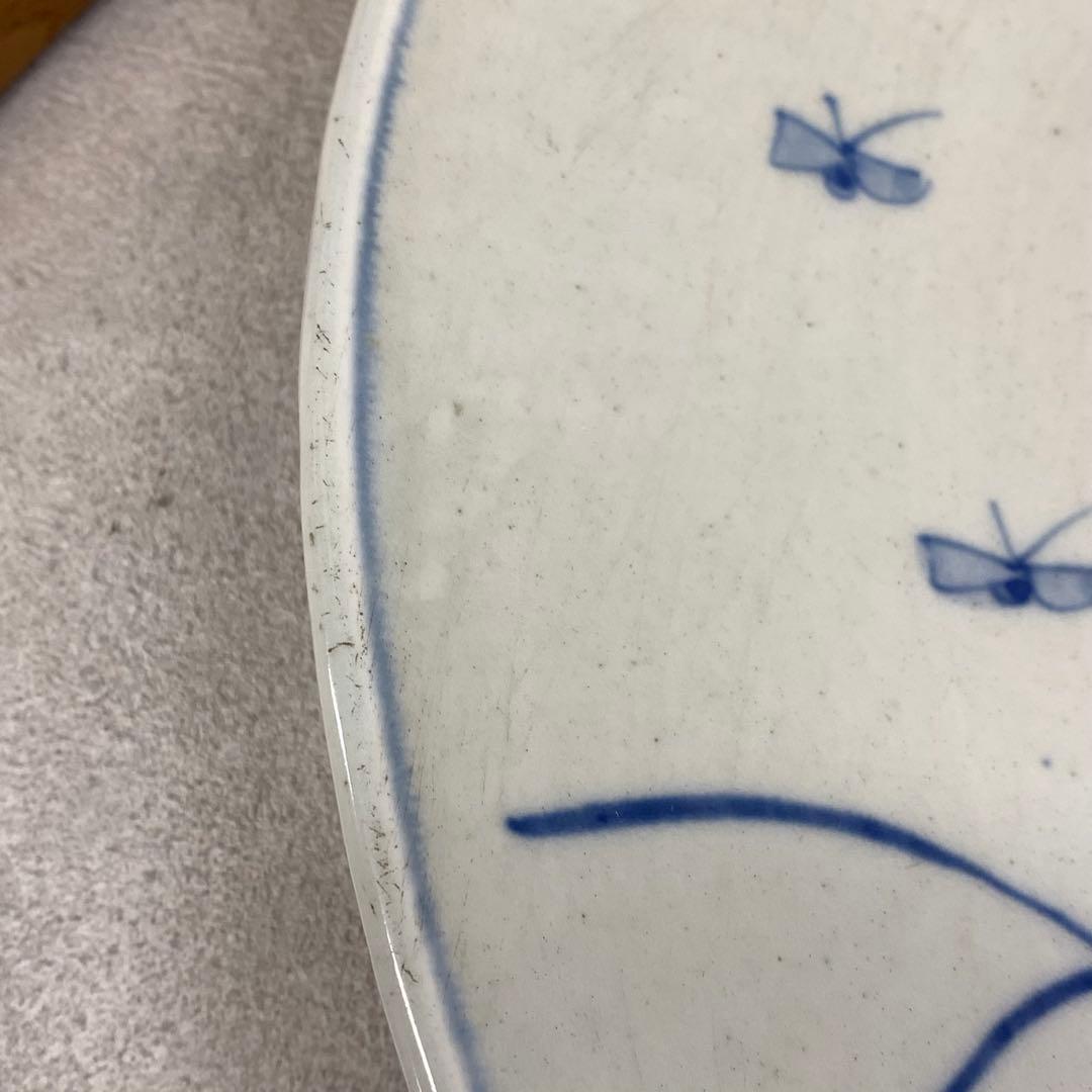 直径41.4cm ! 大皿 飾り皿 時代物 花 蝶々 アンティーク 昭和レトロ④