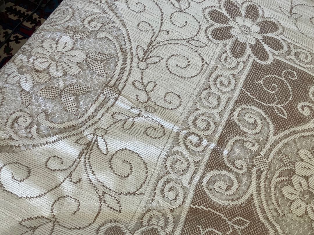 フランス製　ビンテージ特大テーブルクロスとテーブルナプキン10枚セット　新品札付