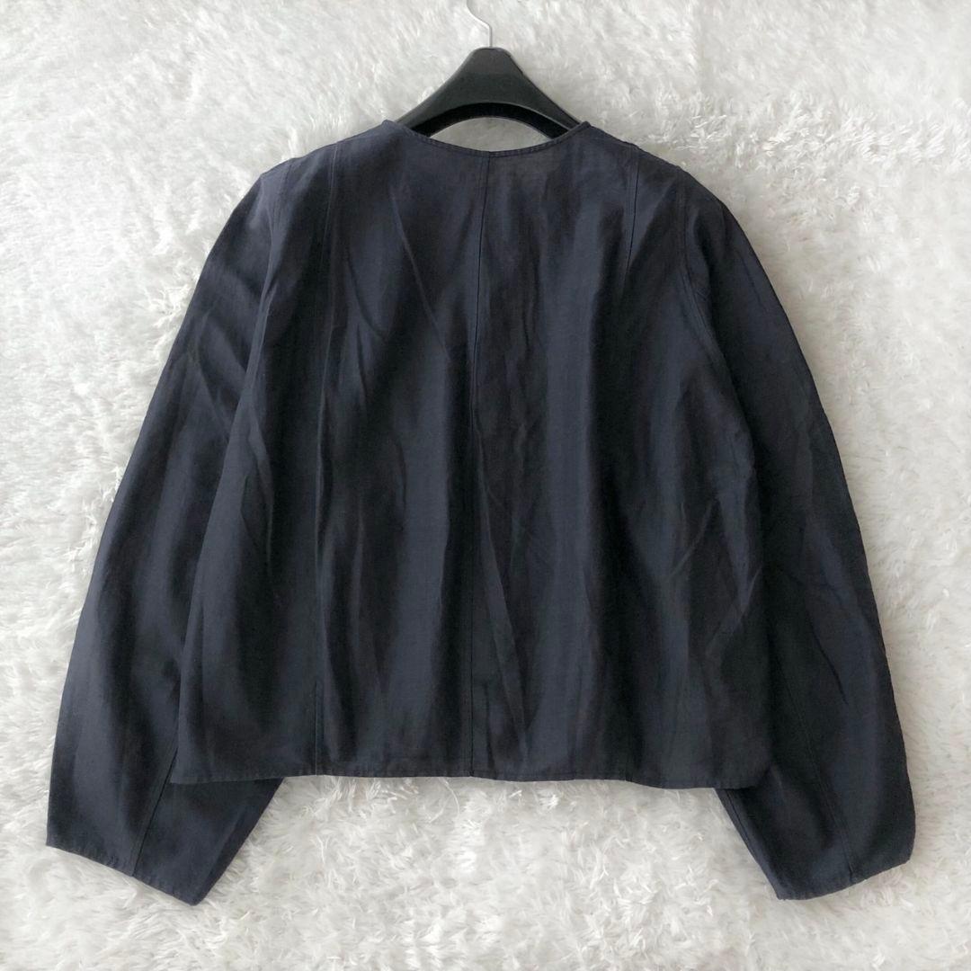 ヨーガンレール トップス チャイナ ノーカラー 2way ネイビー シルク M