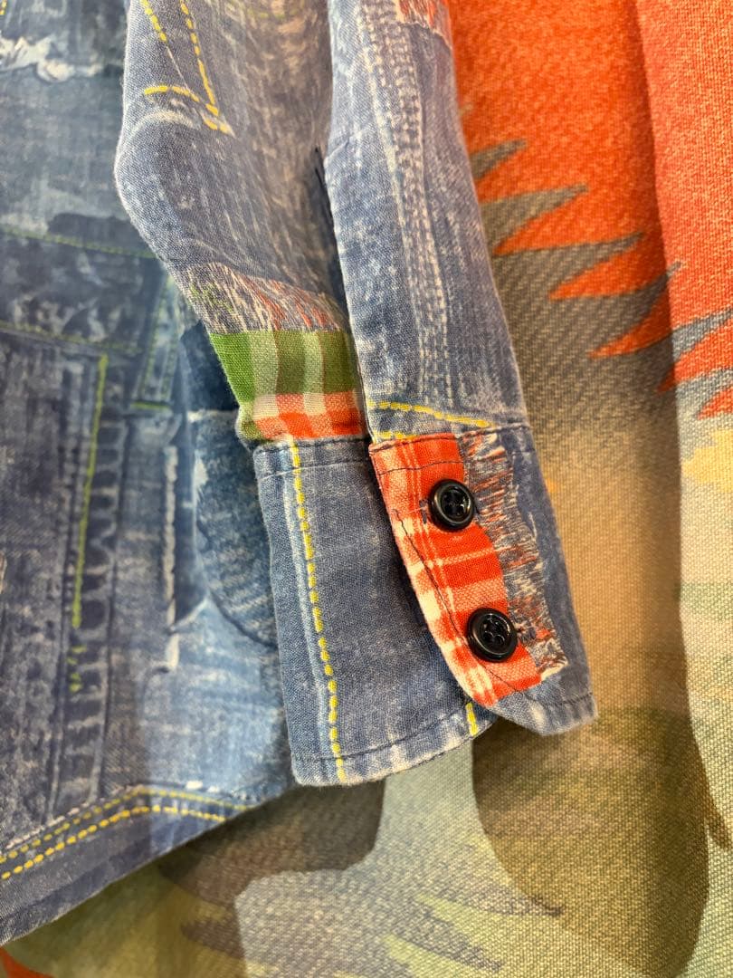 60s〜70s USA製 Levi's パッチワーク風シャツ sizeS位