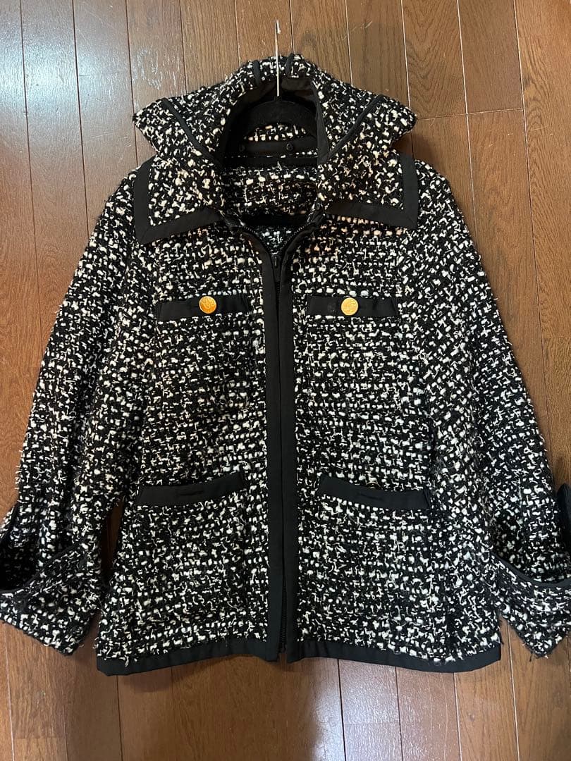 ツイードフード付きジャケット